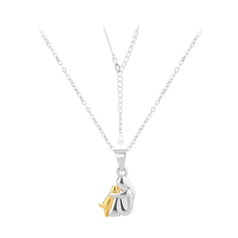 Fashionable All-match Simple Little Girl And Dog Hug Necklace